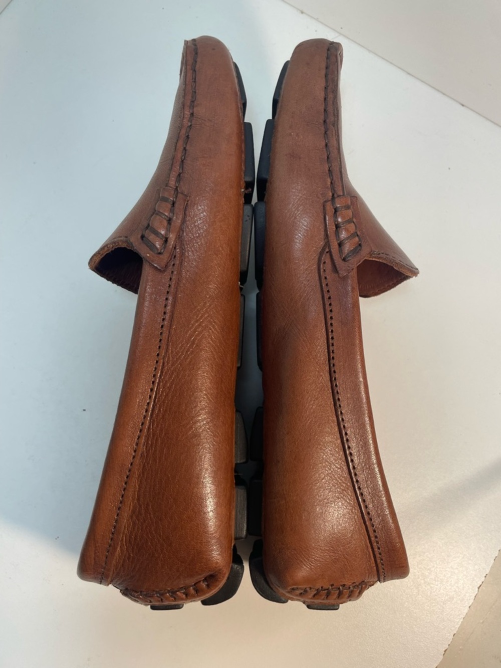 Saks Fifth Avenue Cognac Brown Leather Loafers Womens Size 8B VGUC - Picture 12 of 14